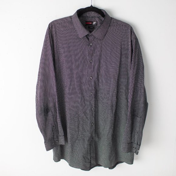 JF J. Ferrar Black White Long Sleeve Button Up Men's Stretch Shirt XXL - Picture 2 of 10